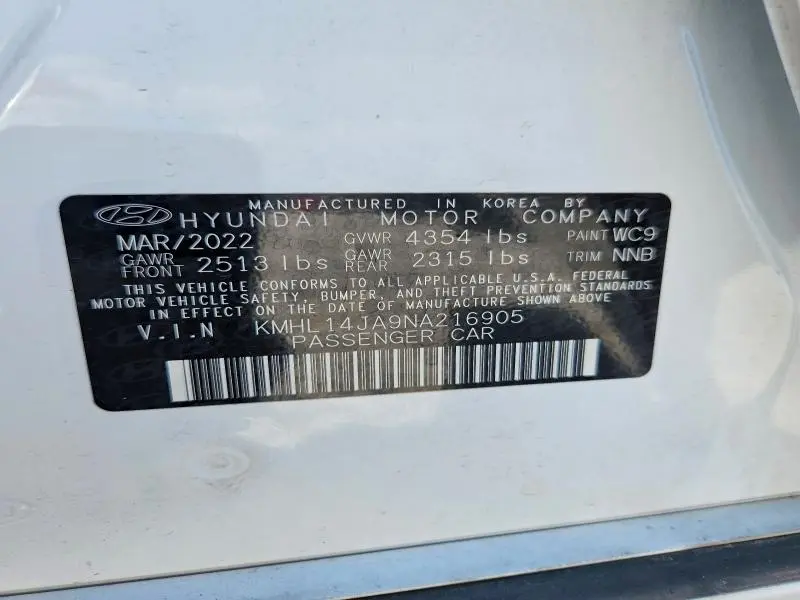 2022 HYUNDAI SONATA SEL  