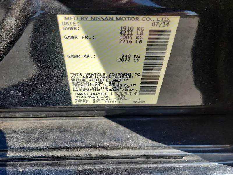2015 NISSAN ALTIMA 2.5 S  
