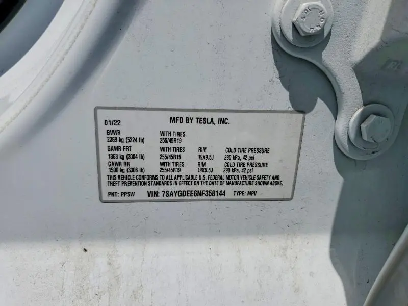 2022 TESLA MODEL Y   