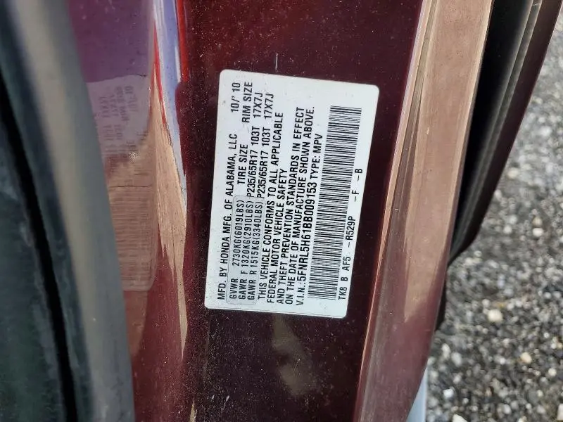 2011 HONDA ODYSSEY EXL  