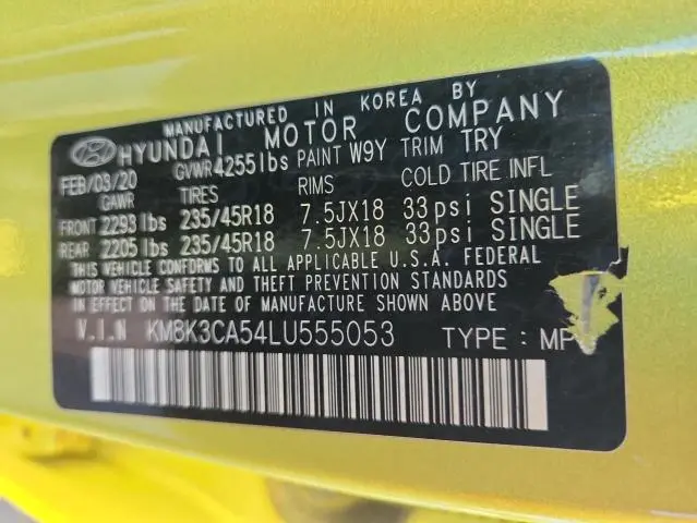 2020 HYUNDAI KONA LIMITED  