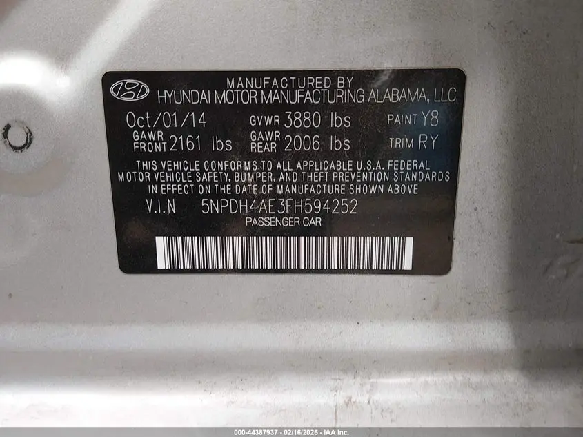 2015 HYUNDAI ELANTRA SE