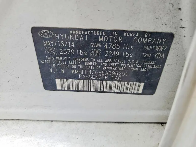 2014 HYUNDAI AZERA LIMITED  