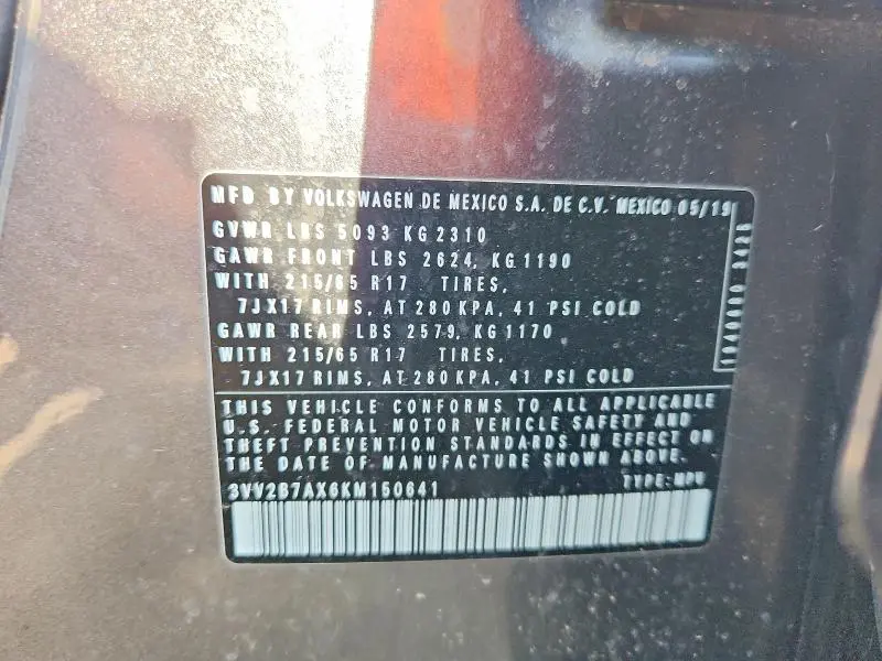 2019 VOLKSWAGEN TIGUAN SE  