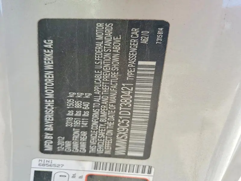 2013 MINI COOPER COUPE JOHN COOPER WORKS  