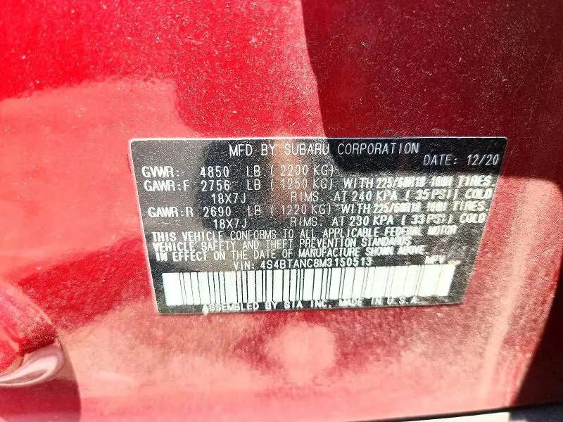 2021 SUBARU OUTBACK LIMITED  