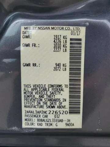 2017 NISSAN ALTIMA 2.5  