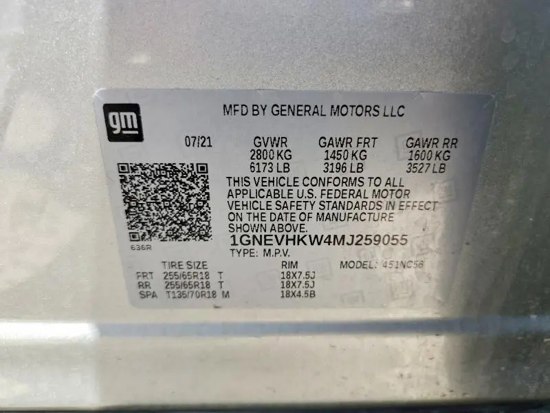 2021 CHEVROLET TRAVERSE LT  