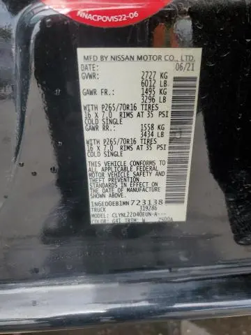 2021 NISSAN FRONTIER S  