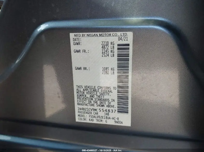 2021 NISSAN LEAF SV PLUS 62 KWH