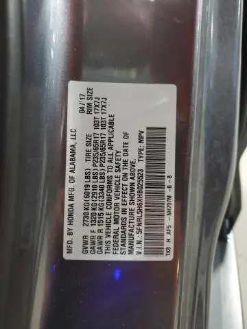 2017 HONDA ODYSSEY EXL  