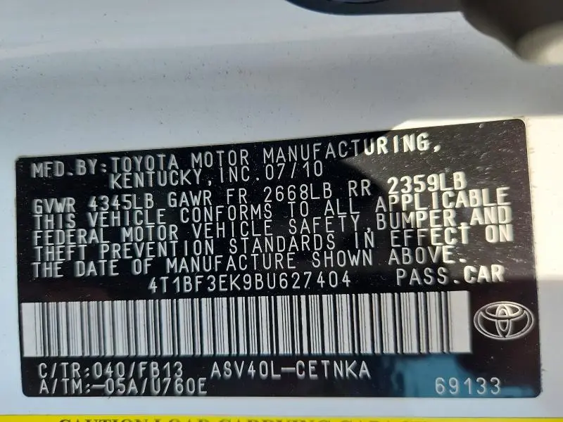 2011 TOYOTA CAMRY LE  