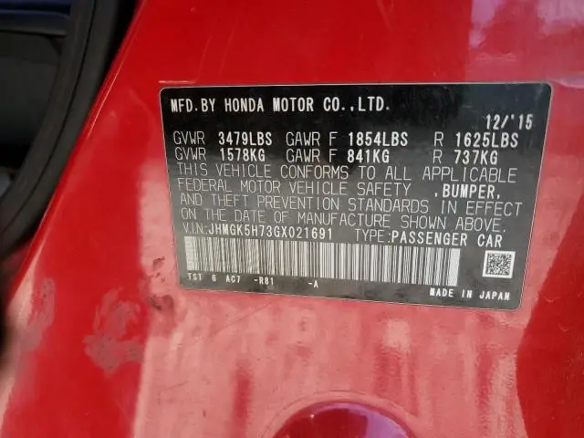2016 HONDA FIT EX  