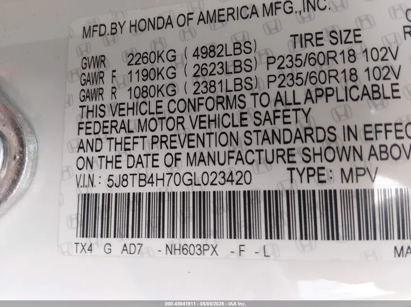 2016 ACURA RDX ADVANCE PACKAGE