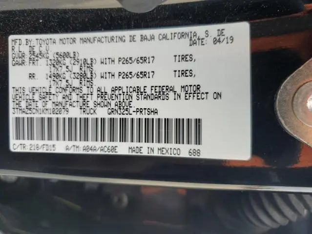 2019 TOYOTA TACOMA DOUBLE CAB  