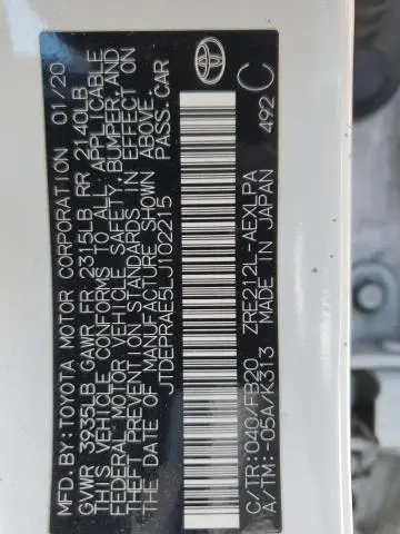 2020 TOYOTA COROLLA LE  