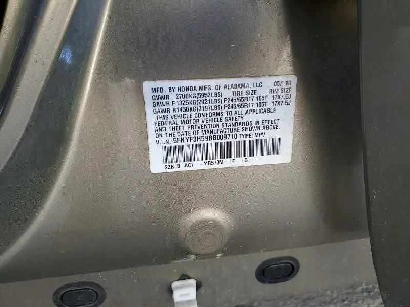 2011 HONDA PILOT EXL  