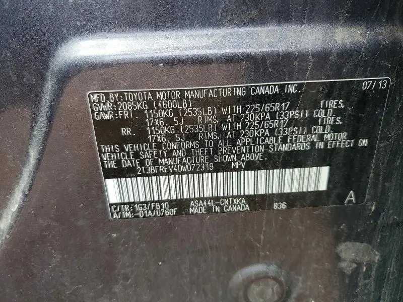 2013 TOYOTA RAV4 LE  