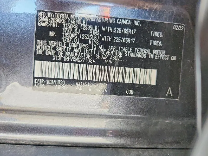 2022 TOYOTA RAV4 LE  