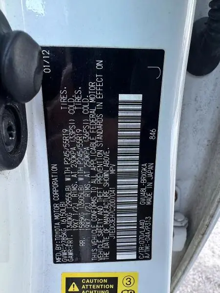 2012 TOYOTA HIGHLANDER HYBRID LIMITED  