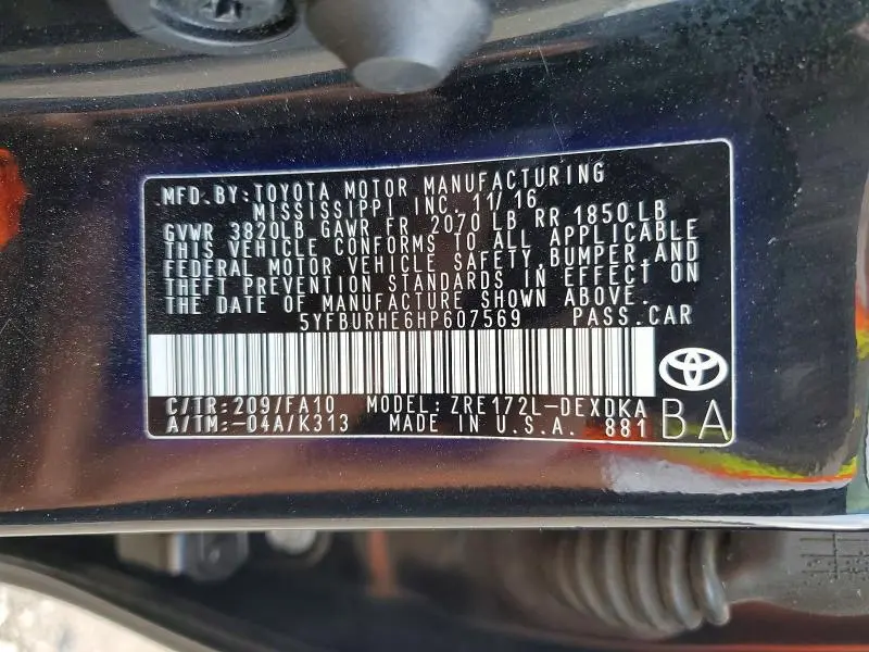 2017 TOYOTA COROLLA L  
