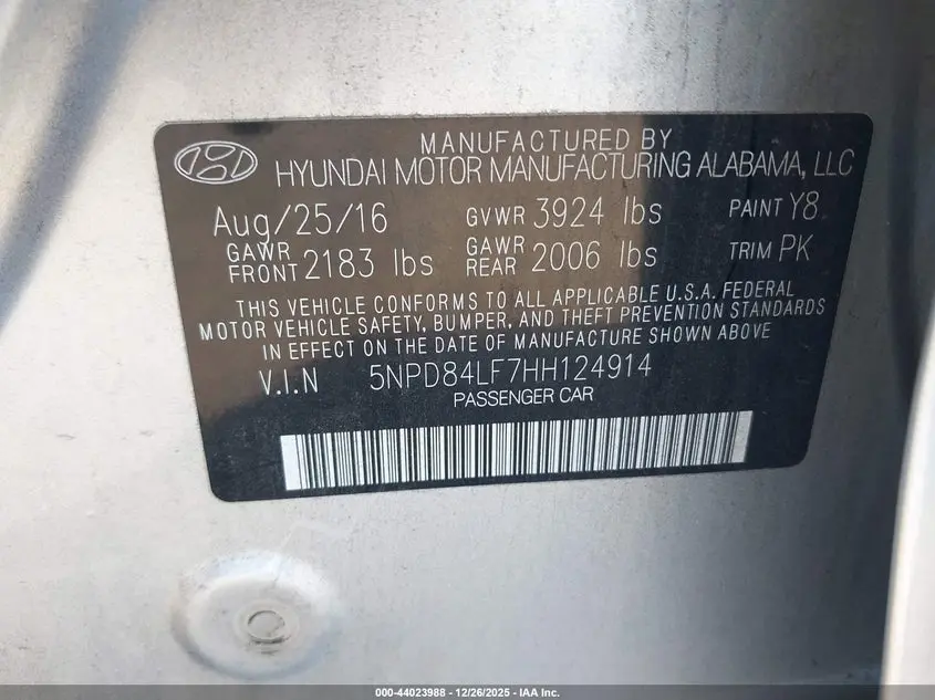 2017 HYUNDAI ELANTRA SE