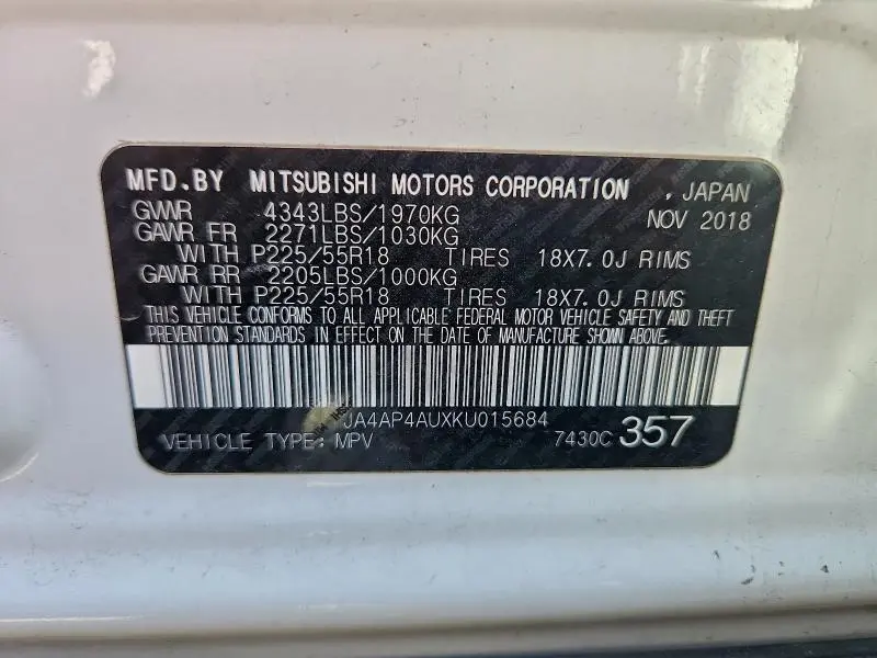 2019 MITSUBISHI OUTLANDER SPORT SE  