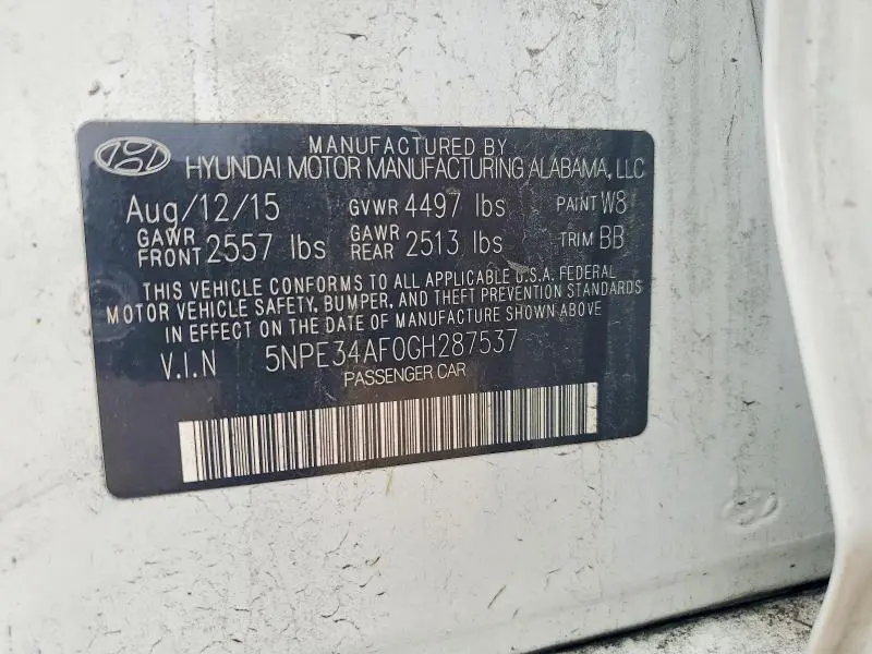 2016 HYUNDAI SONATA LIMITED  