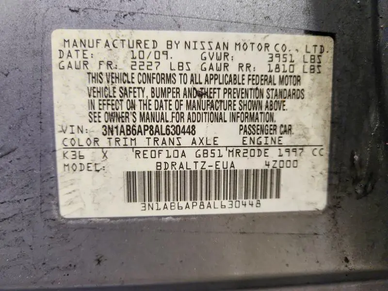 2010 NISSAN SENTRA 2.0  