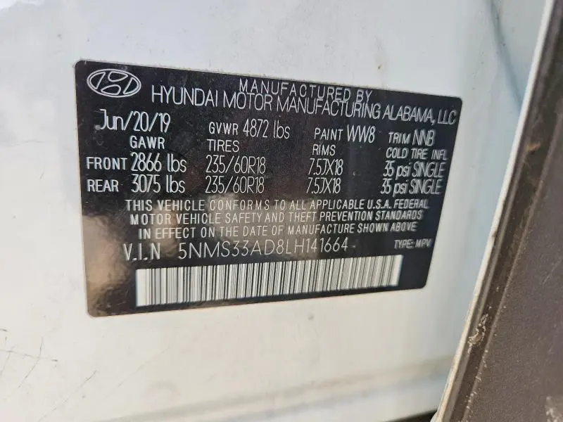 2020 HYUNDAI SANTA FE SEL  