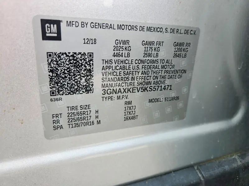 2019 CHEVROLET EQUINOX   