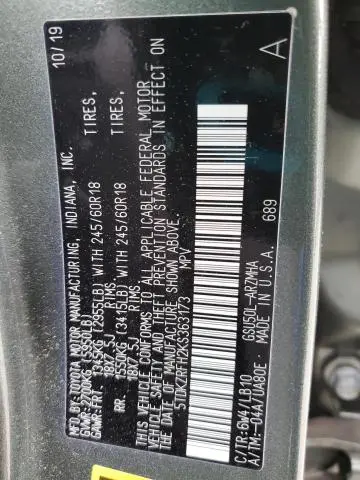 2019 TOYOTA HIGHLANDER SE  