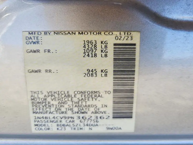 2023 NISSAN ALTIMA SR  