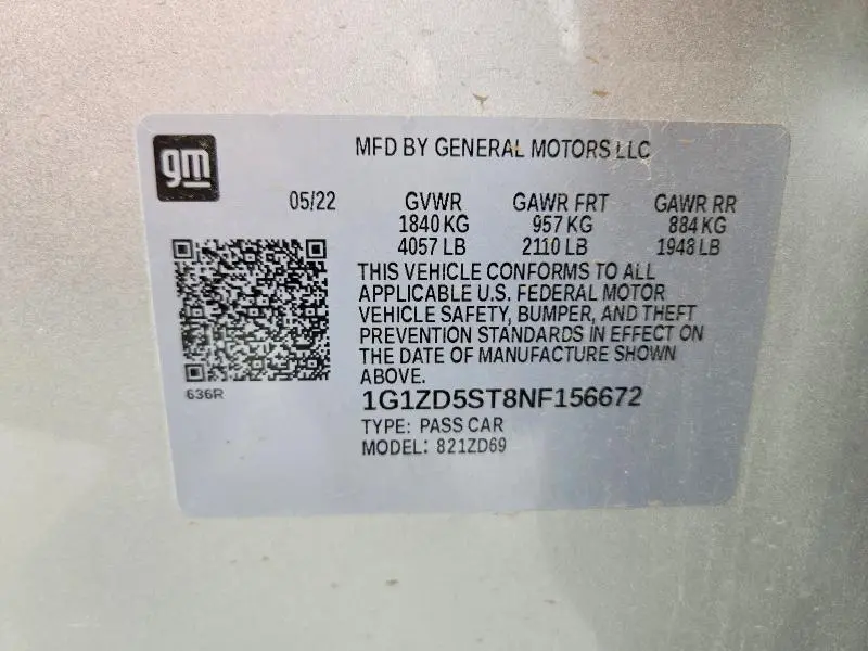 2022 CHEVROLET MALIBU LT  