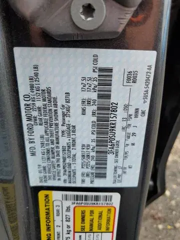 2019 FORD FUSION TITANIUM  