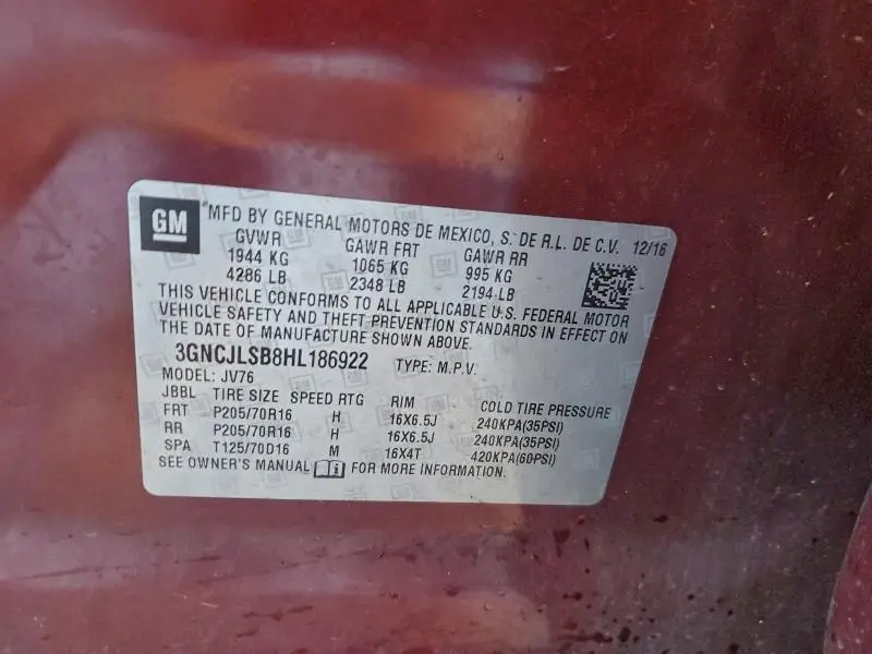 2017 CHEVROLET TRAX 1LT  