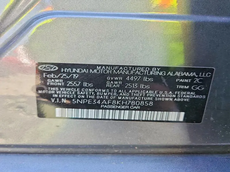 2019 HYUNDAI SONATA SEL  