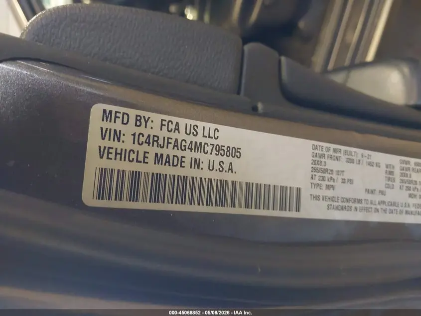 2021 JEEP GRAND CHEROKEE LAREDO X 4X4