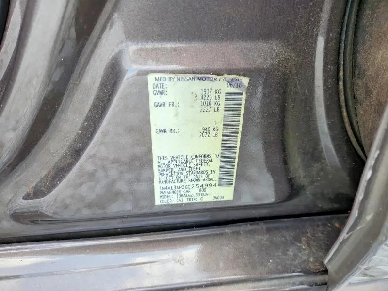 2016 NISSAN ALTIMA 2.5 S  
