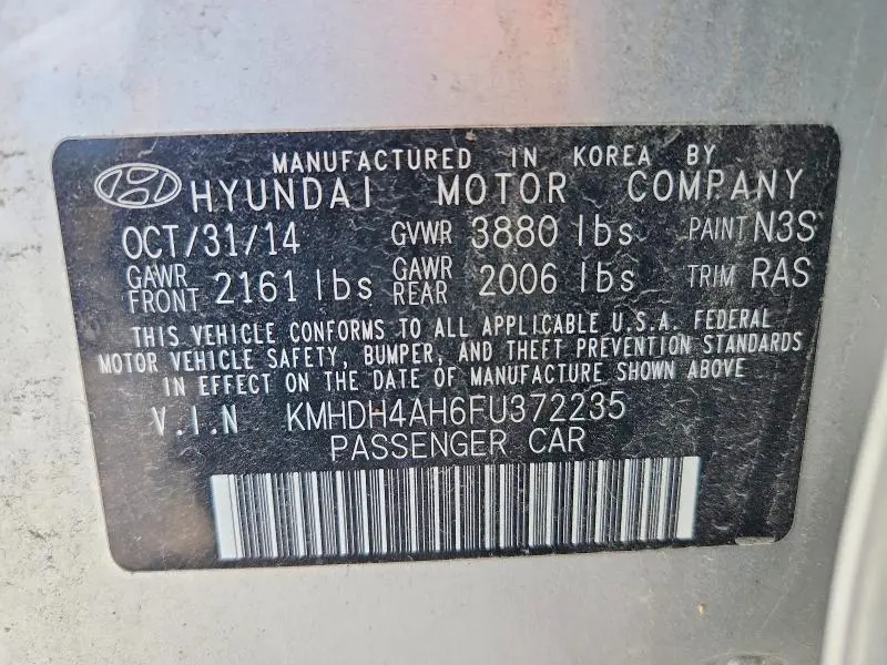 2015 HYUNDAI ELANTRA SPORT  