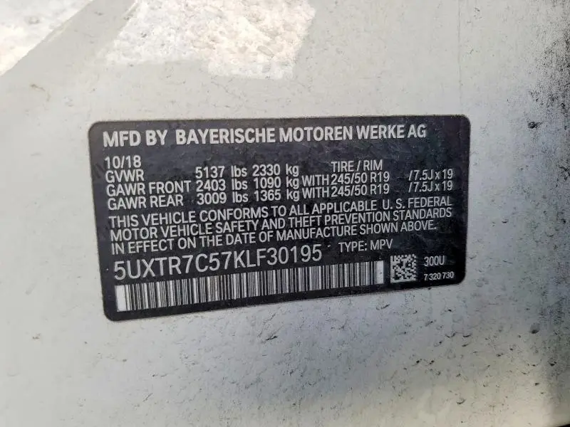 2019 BMW X3 SDRIVE30I  