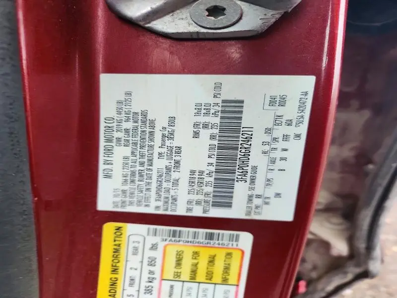 2016 FORD FUSION SE  