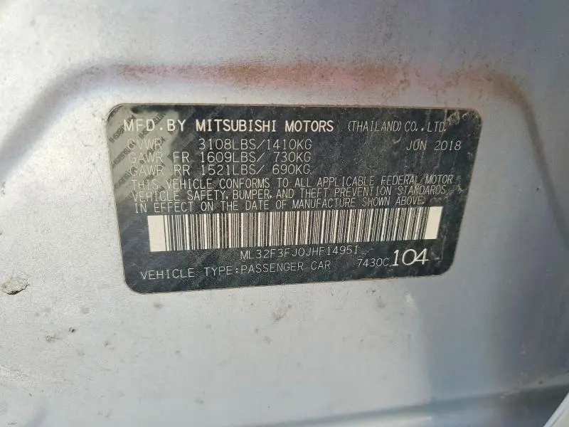 2018 MITSUBISHI MIRAGE G4 ES  