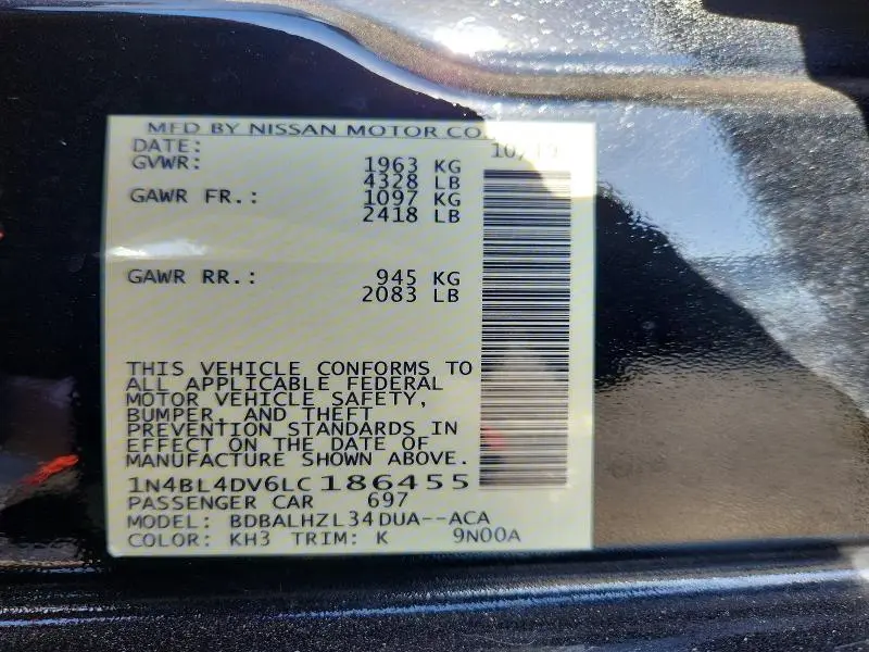 2020 NISSAN ALTIMA SV  