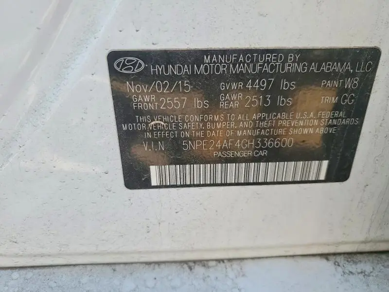 2016 HYUNDAI SONATA SE  