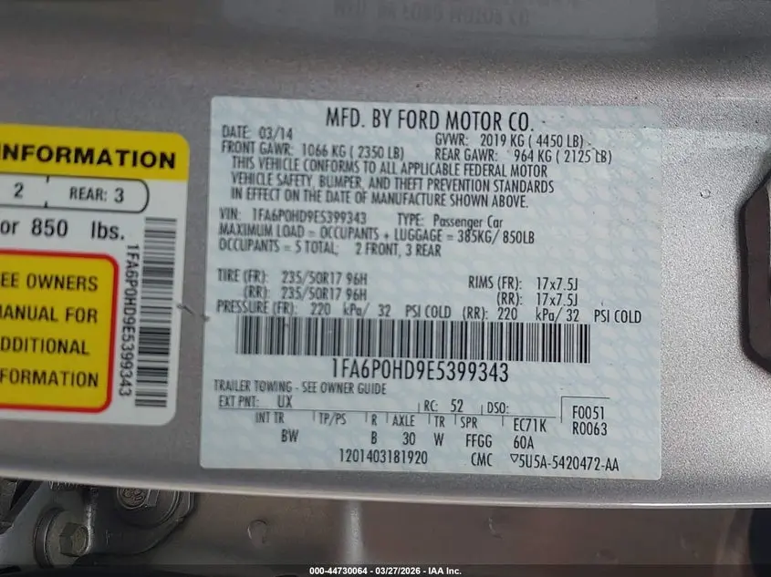 2014 FORD FUSION SE