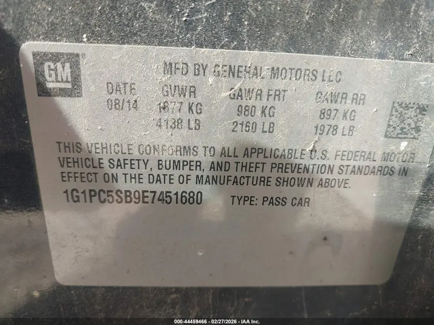 2014 CHEVROLET CRUZE 1LT AUTO