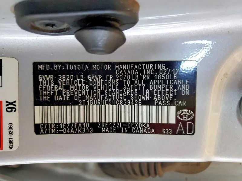 2017 TOYOTA COROLLA L  