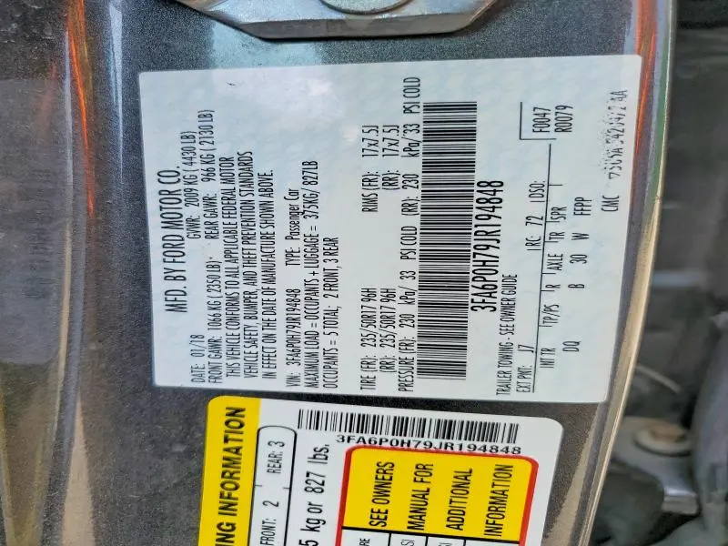 2018 FORD FUSION   