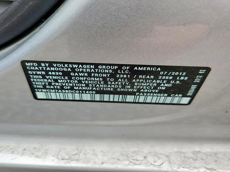 2013 VOLKSWAGEN PASSAT SEL  